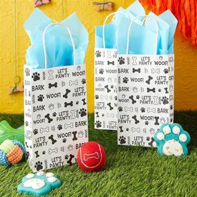 img 3 attached to Dog Party Gift Bags with Easy Carrying Handles, Let's Paw-ty, Woof, Bark (13.2 Inches, Pack of 24)