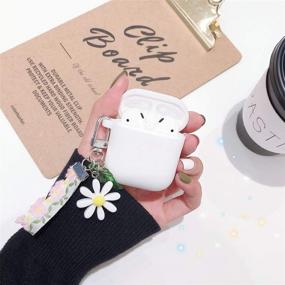 img 3 attached to Ownest Compatible With AirPods Case Soft Silicone With Cute Keychain Shockproof Cover Case For Girls Woman Airpods 2 &Amp Accessories & Supplies