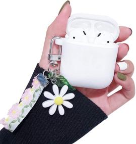 img 4 attached to Ownest Compatible With AirPods Case Soft Silicone With Cute Keychain Shockproof Cover Case For Girls Woman Airpods 2 &Amp Accessories & Supplies