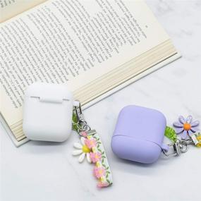 img 2 attached to Ownest Compatible With AirPods Case Soft Silicone With Cute Keychain Shockproof Cover Case For Girls Woman Airpods 2 &Amp Accessories & Supplies