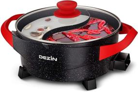 img 4 attached to 🍲 Dezin Electric Shabu Shabu Hot Pot – 5L Double Flavor Non-Stick Cooker with Divider, Multi-Power Control, and Tempered Glass Lid