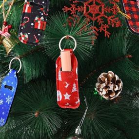 img 1 attached to 6-Piece Neoprene Christmas Chapstick Holder Keychains: Stylish Lip Balm Protective Cases for Girls and Women