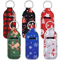 6-piece neoprene christmas chapstick holder keychains: stylish lip balm protective cases for girls and women logo