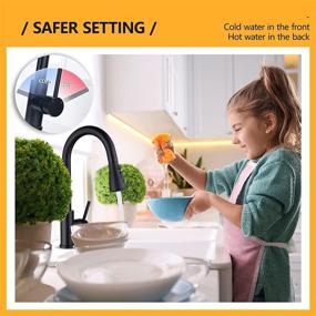 img 1 attached to 🚰 Hiqufet Black Kitchen Faucet with Pull Down Sprayer: Sleek Stainless Steel Design for Effortless Sink Usage