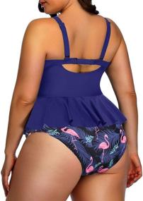 img 3 attached to Stylish Yonique Plus Size Swimsuits for Women - Tummy Control Peplum Tankini Tops with High Waisted Bottoms