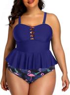 stylish yonique plus size swimsuits for women - tummy control peplum tankini tops with high waisted bottoms logo