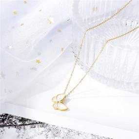 img 1 attached to Charming Golden Stainless Steel Pearl Oyster Butterfly Necklace: Fashionable Jewelry for Women and Girls