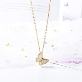 img 2 attached to Charming Golden Stainless Steel Pearl Oyster Butterfly Necklace: Fashionable Jewelry for Women and Girls