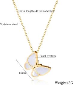 img 3 attached to Charming Golden Stainless Steel Pearl Oyster Butterfly Necklace: Fashionable Jewelry for Women and Girls