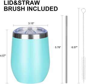 img 3 attached to Teal 12 Oz Insulated Wine Tumbler: Vacuum Stainless Steel Glass, Lid Included for Champaign, Cocktail, Beer - 1 Pack