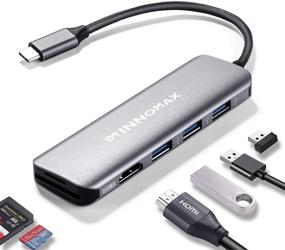 img 4 attached to USB-хаб INNOMAX для MacBook Pro, 7-в-1 USB-адаптер с 4K HDMI, SD/TF кард-ридером, 3 USB 3.0 портами - совместим с MacBook / Air / iPad Pro 2020/19/18/ USB-C ноутбуками - Nintendo Gray.