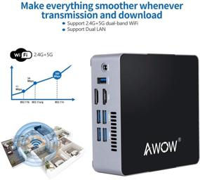 img 2 attached to AWOW Mini PC: Intel Celeron N3450, Windows 10, 6GB DDR4, 128GB SSD, Частота Burst 2.2, Двойной LAN, 2.4G+5G Дуальная Банд WiFi, 4K, Bluetooth, HDMI, 5 портов USB3.0, Микро компьютер