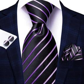 img 3 attached to Stylish Hi Tie Stripes Handkerchief Necktie Cufflinks: Elevate Your Look!