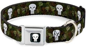 img 4 attached to 🐾 Buckle-Down Seatbelt Buckle Dog Collar with Punisher Logo4 Stacked/Repeat Camo Olive/White - Stylish and Safe Choice for your Furry Friend