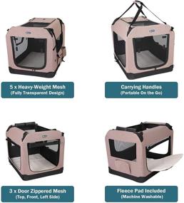 img 1 attached to 🐶 Veehoo Folding Soft Dog Crate: 3-Door Pet Kennel for Crate Training Dogs with Heavy-Weight Mesh Screen, 600D &amp; 1200D Oxford Fabric, Ideal for Indoor &amp; Outdoor Use, Available in Various Sizes &amp; Colors