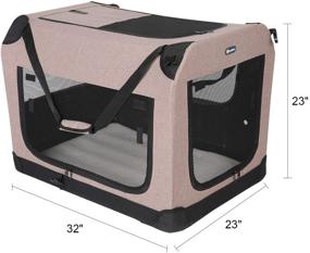 img 3 attached to 🐶 Veehoo Folding Soft Dog Crate: 3-Door Pet Kennel for Crate Training Dogs with Heavy-Weight Mesh Screen, 600D &amp; 1200D Oxford Fabric, Ideal for Indoor &amp; Outdoor Use, Available in Various Sizes &amp; Colors