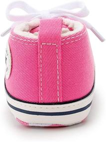 img 1 attached to 👶 Soft Sole High-Top Ankle Infant First Walkers Crib Shoes for Beautiful Baby Girls and Boys - Save on Canvas Sneakers