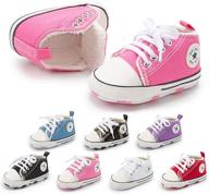 👶 soft sole high-top ankle infant first walkers crib shoes for beautiful baby girls and boys - save on canvas sneakers logo