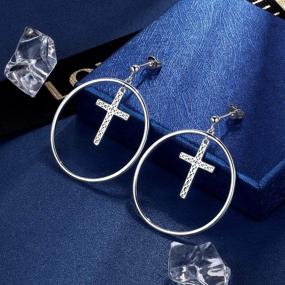 img 1 attached to Egyptian Eye of Horus/Trees/Cross Studs: Stylish Evil Eye Protection Earrings for Men and Women