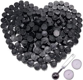 img 3 attached to 📮 Botokon Black Wax Sealing Beads - Octagon Envelope Sealing Wax Sticks Kit (150 Pieces) with Wax Melting Spoon and 2 Candles - Ideal for Seal Wax Stamp