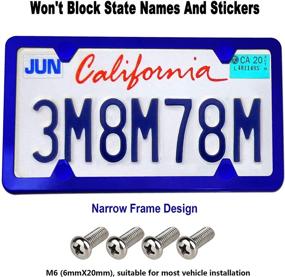 img 2 attached to AOOTF Blue License Plate Frames- 2 Pack 4 Holes Slim Car Tag Holders For Front &Amp