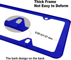 img 1 attached to AOOTF Blue License Plate Frames- 2 Pack 4 Holes Slim Car Tag Holders For Front &Amp