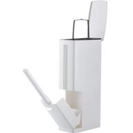 🗑️ wuweot plastic trash can with toilet brush set - 5l/1.3 gallon, press top lid, toilet brush holder, white slim rectangular modern waste can for bathroom logo