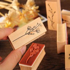 img 1 attached to Creproly 8-Piece Wooden Rubber Stamps Set with Plant, Flower, and Tree Patterns for Decorative Planning, Scrapbooking, Card Making, and DIY Crafts