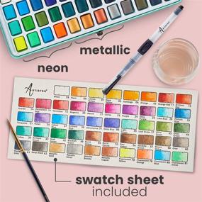 img 2 attached to 🎨 ARTISTRO Watercolor Paint Set: 48 Vibrant Colors with Metallic and Fluorescent Shades – Portable Box for Creative Artists, Hobbyists, and Travelers