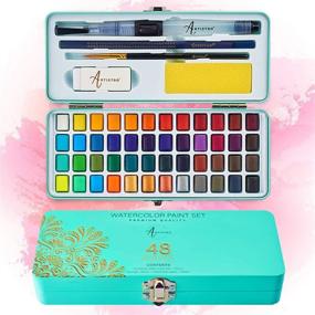img 4 attached to 🎨 ARTISTRO Watercolor Paint Set: 48 Vibrant Colors with Metallic and Fluorescent Shades – Portable Box for Creative Artists, Hobbyists, and Travelers