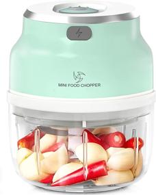 img 4 attached to 🥦 Durable 250ml Mini Food Processor & Vegetable Chopper, Powerful Mini Food Chopper with 4 Blade for Garlic, Onions, Nuts, Pepper, Salad, Fruits, Vegetables – Fast Chop Pieces in Seconds