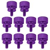 💜 yateng 10-pcs purple anodized aluminum computer case thumbscrews (6-32 thread) for computer cover/power supply/pci slots/hard drives - diy personality modification & beautification логотип
