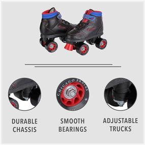 img 1 attached to 🛼 Chicago Boys Sidewalk Roller Skate - Youth Quad Skates - Black, Size 4