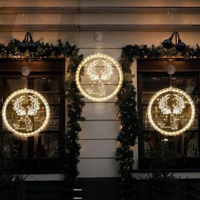 img 1 attached to 🦌 Enhance Your Holiday Ambience with Enlarged LED Christmas Window Lights Decorations – Perfect for Indoor and Outdoor Décor, Battery Operated (Elk Design)