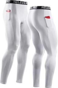 img 1 attached to Neleus Men's Running Tights Leggings with Phone Pocket - Dry Fit Compression Baselayer Pants