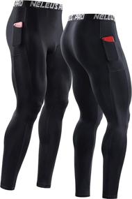 img 3 attached to Neleus Men's Running Tights Leggings with Phone Pocket - Dry Fit Compression Baselayer Pants