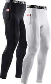 img 4 attached to Neleus Men's Running Tights Leggings with Phone Pocket - Dry Fit Compression Baselayer Pants