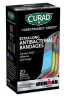 💪 curad ironman antibacterial bandages: extra long, extreme hold technology, 20 count логотип