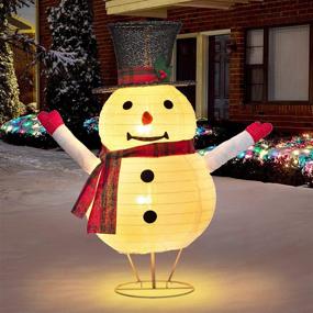 img 4 attached to Hiboom Lighted Snowman Christmas Decorations: 2.3Ft Collapsible Snowman with 5W Bright Bulbs - Indoor/Outdoor Pre-Lit Pop Up Snowman Décor for Xmas