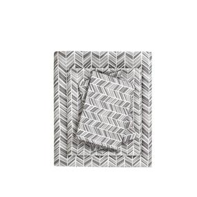 img 4 attached to Premium Madison Park Essentials Chevron Printed Ultra Soft 4 Piece Sheet Set in Grey - King Size