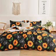 🌻 nanko queen comforter set 3pc - black sunflower floral leaf reversible bedding for women logo
