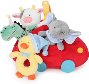 img 4 attached to 🚗 TILLYOU 4 PCS Soft Baby Rattles - Plush Stuffed Animals, Shaker & Teether Toys for Newborns, Infant Shower Gifts for Boys, Suitable for 3 6 9 12 Months (Red Car Set)