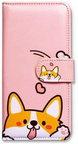 img 3 attached to 🐶 Cute Yellow Dog Pink Wallet Flip Leather Cover Case with Credit Card ID Card Slot & Kickstand for iPod Touch 7/6/5