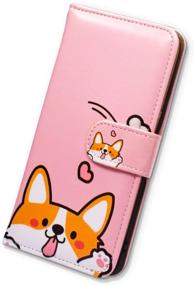 img 1 attached to 🐶 Cute Yellow Dog Pink Wallet Flip Leather Cover Case with Credit Card ID Card Slot & Kickstand for iPod Touch 7/6/5