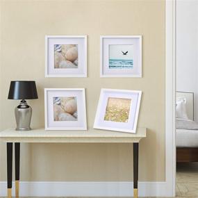 img 3 attached to 🖼️ Versatile and Stylish 12x12 White Picture Frame - 8x8 with Mat or 12x12 Without Mat - Tabletop and Wall Mounting - Pack of 4 Frames