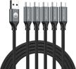 🔌 5-pack 6ft usb type-c cable - fast charging 3a rapid charger, quick cord with type c to a cable 6 foot - compatible with galaxy s10 s9 s8 plus, braided fast charging cable for note 10 9 8, lg v50 v40 g8 g7 (grey) logo