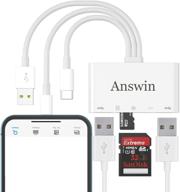 📲 answin 5-in-1 usb c sd card reader: usb/sd memory card reader for phone, android, macbook, camera, computer - supports sd/micro sd/sdhc/sdxc/mmc & usb otg logo