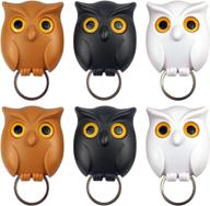 🦉 6 pcs owl keychain: magnetic key holder hook with automatic open close owl eyes - perfect wall or door key hanger for family and friends логотип