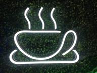 ☕ led neon coffee cup sign for coffee bar beer pub 9.85" x 8.66" (25cmx22cm) - ideal coffee signs for shops, hotels, and liquor stores. no toxic neon. (white) логотип