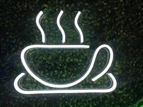 img 4 attached to ☕ LED Neon Coffee Cup Sign for Coffee Bar Beer Pub 9.85" x 8.66" (25cmX22cm) - Ideal Coffee Signs for Shops, Hotels, and Liquor Stores. No Toxic Neon. (White)